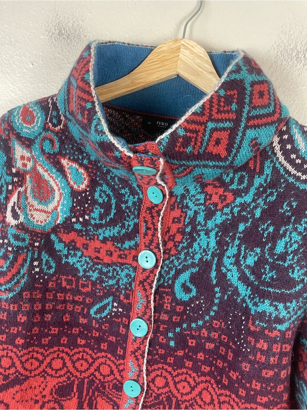 Ivko Cardigan Sweater Geometric Pattern Size 36/38